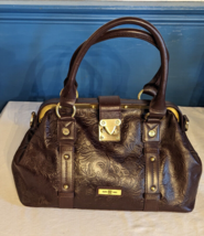 J.W. Hulme &quot;REESE&quot; Tooled Leather Lock Closure Handbag Brown EUC - $145.12