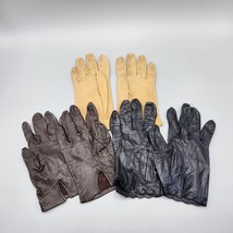 Wrist length Leather Gloves Women&#39;s Size Small (7.5) Unlined Lot of 3 - $48.37