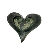 Large ceramic raku studio pottery heart dish Signed Vintage Outsider Art - $26.18