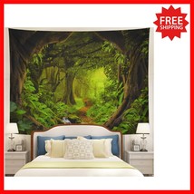 Misty Forest Tree Cave Tapestry - Nature-Inspired Wall Art for Living Rooms - $34.91