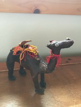Estate Brown Leather Camel with Red &amp; Yellow Saddle Seat &amp; Sequin Eyes f... - $10.39
