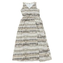 Sejour Jersey Maxi Tank Dress Blouson Pockets Sleeveless Zig Zag Tan Plu... - $41.14