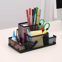 Rerii Mesh Pen Holder for Desk, 4 Compartments Pencil Stationary Holder ... - $24.83 CAD