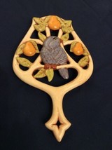 Ceramic Owl Pan Rest Trivet With Bluebird and Pear tree AA - £4.62 GBP