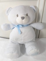 Little Me Teddy Bear Plush  blue white striped stripes stuffed animal ba... - £51.35 GBP