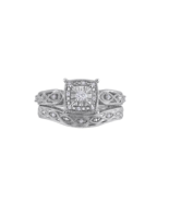 Vintage Art Deco Simulated Diamond Wedding Ring Set Women 925 Sterling S... - £78.89 GBP
