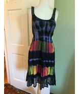 NEW TAGS Vintage Hippie Dress RAINBOW Tie Dye India Gauze Dress Small - £30.41 GBP