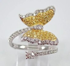 2Ct Round Cut Yellow Citrine Butterfly Wedding Ring  14K White Gold Plated - £120.17 GBP