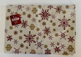 Christmas Placemats, Set Of 2, Winter Gold Red Snowflakes , Sz:13 X 19 NEW - $24.75