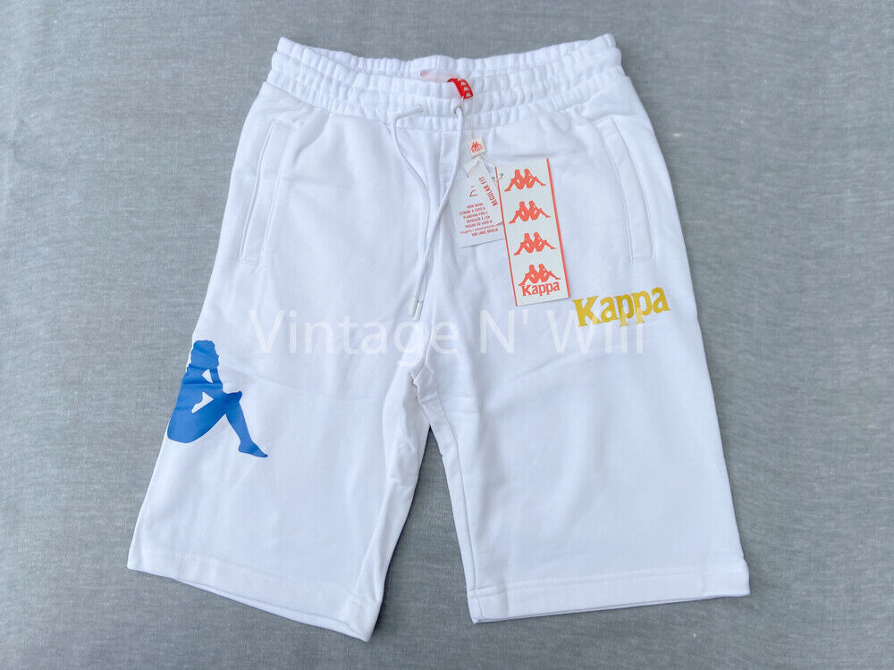 Kappa Men 11&quot; White Sangone Omini/ Lettering Logo Woven Terry Active Swe... - $45.60