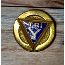 Tri Y Tie Pin Gold Tone Tack Vintage Triangle Enameled - $43.89