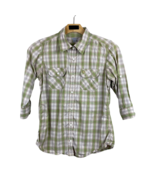 Carhartt Shirt Womens Medium Green Plaid Button Up 3/4 Roll Tab Sleeve C... - £19.62 GBP