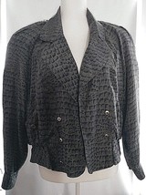 Diane Gilman Womens Petites Basic Jacket Gray Multicolored Medium  - £15.45 GBP