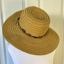 Cappelli Straworld Woven Sun Hat Crochet Beaded Band One Size, Pre-Owned - £16.69 GBP