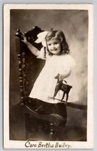 RPPC Cute Girl Caro Bailey Hall With Toy Horse Mechanic Falls Maine Postcard B32 - £15.63 GBP