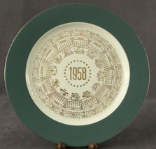 Vintage China CALENDAR Plate 1958 Horoscope Zodiac Stars Sage Green &amp; Go... - $20.93