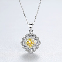 Two-Tone Gold Necklace S925 Silver Pendant Cross Car Flower Chain Inlaid With Zi - £16.88 GBP