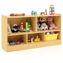 Kids 2-Shelf Bookcase 5-Cube Wood Toy Storage Cabinet Organizer-Beige - Color:  - £104.50 GBP