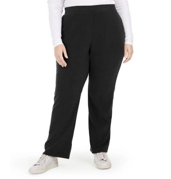 Primary image for Karen Scott Womens Plus 2X Deep Black Fleece Fitness Jogger Pants NWT AT61