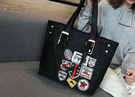 Badge Bag Cartoon Sequins Women Bags Nylon Handbag Large Capacity Should... - $45.99