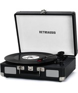 Vinyl Record Player 3-Speed Bluetooth Portable Suitcase Belt-Driven, Black - $54.98