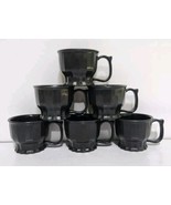 [Set of 6] Dinex Tropez Black Ridged Coffee Mugs (#9000B) Vintage - $39.00 CAD