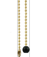 Wooden Ball PULL + 36&quot; Polished Brass beaded chain #6 Ball w/ connector ... - £11.32 GBP