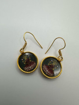 Vintage Hindu Vishnu Krishna Gold Dangle Earrings 3.9cm x 1.7cm - £11.80 GBP