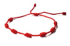 Lucky Red String Kabbalah 7 KNOTS Classic Red Adjustable Bracelet for Protection - £7.67 GBP