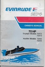 Vnitage 1974 Evinrude 70HP Owner's Manual Triumph Hustler Models - $19.59