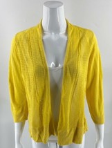 Alfani Womens Cardigan Sweater Sz Large Yellow Open Knit Open Front Line... - £18.94 GBP
