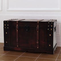 Vintage Retro Antique Style Rectangular Treasure Storage Chest Wood Unit Cabinet - £85.95 GBP