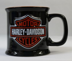 VTG 2002 Harley Davidson Official 3D Logo Coffee Mug Cup Black/Orange Xpress - £11.26 GBP