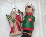 Vintage Christmas Ornaments Trim a Tree Santa &amp; Boy Ceramic Christmas Fi... - $16.12