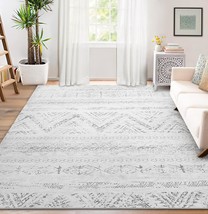 Area Rug Living Room Carpet: 5X7 Large Moroccan Soft Fluffy Geometric Washable - $103.97