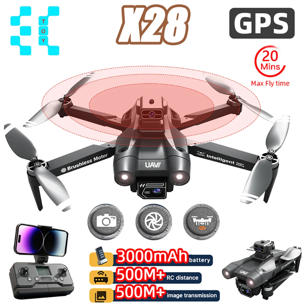 X28 Professional GPS Drone With HD Dual Camera WIFI FPV 360 Obstacle Avoidan - £69.65 GBP+