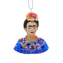 FRIDA KAHLO ORNAMENT 3.5&quot; Glass Bust Iconic Mexican Feminist Artist Chri... - £15.90 GBP