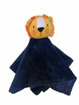 Okie Dokie Lion Security Blanket Lovey Rattle Blue Minky Satin 2015 Plush Baby - £23.29 GBP