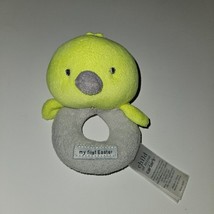 Carter&#39;s Child of Mine My First Easter Duck Plush Rattle Baby Toy Ring Gray Neon - £10.39 GBP