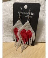 Hand Threaded - Hand Crafted Fringed Heart Earrings- Free Shipping - $25.87