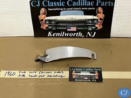 OEM 60 Cadillac LEFT HEADLIGHT BUCKET HOUSING CHROME TRIM HOOD EXTENSION... - $44.54