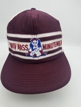 Vintage Univ Of MASS MINUTEMEN SNAPBACK HAT WHITE AND MAROON - £38.67 GBP