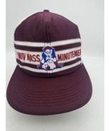 Vintage Univ Of MASS MINUTEMEN SNAPBACK HAT WHITE AND MAROON - $68.37 CAD