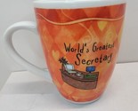 World&#39;s Greatest Secretary Mug Cup History &amp; Heraldry Orange 10 oz Porce... - $10.93