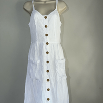 mlle gabrielle Sz Sm Lined Gauzy White Dress With Pockets - $242.87 MXN