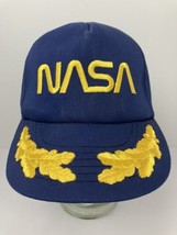 Vtg Original NASA Hat Cap Scrambled Eggs Embroidered Snapback Blue USA E... - £25.05 GBP