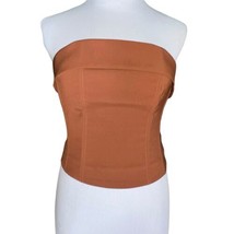 With Jean Carla Corset Brown Top Size XS Back Full Zip Boning Party Strapless - $42.75