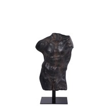 Aged Black Andrea Male Stone Torso Life Size Statue - $497.25