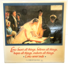 Vintage Free Standing Ceramic Wedding Plaque 1 Corinthians 13 Love Bears 8&quot; - £15.17 GBP