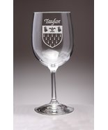 Taylor Irish Coat of Arms Wine Glasses - Set of 4 (Sand Etched) - $93.52 CAD